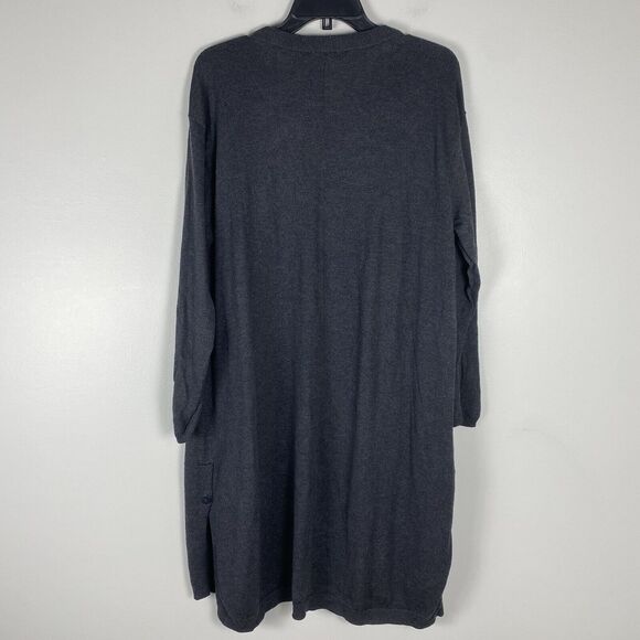 J Jill Cardigan Womens 1X Gray Button Front Wool Knit Sweater Duster Long Sleeve - Picture 5 of 7